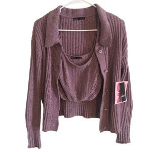 Nikka K Sweaters Nikka K Chenille Cardigan Sweater + Crop Top. Size M - NWT